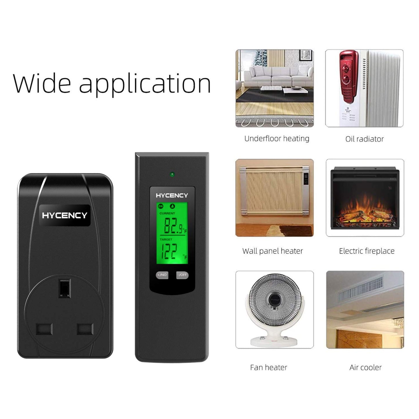 OKAYLIGHT's brands Hycency Programmable Wireless Plug in Thermostat Outlet, Electric Thermostat Controlled Outlet with Built-in Temperature Sensor Remote Control (Black)
